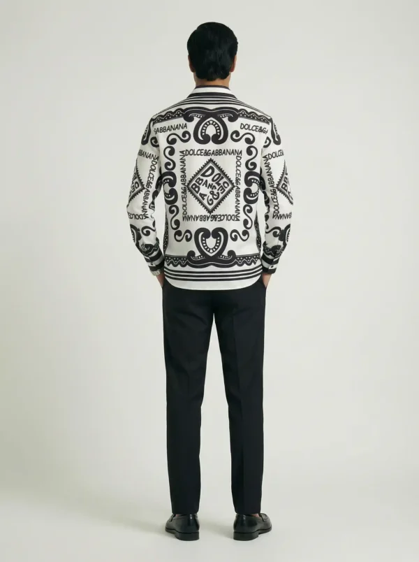 Monochrome Bandana Monogram Long Sleeve Pointed Lapel Shirt / Set 鈥?back
