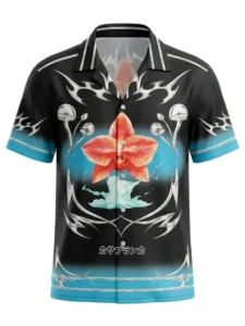 Orchid Cyber-Chrome Short Sleeve Shawl Collar Shirt / Set