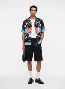 Orchid Cyber-Chrome Short Sleeve Shawl Collar Shirt / Set