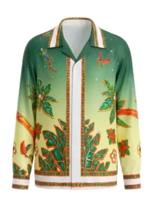 Tropical Iguana Jungle Long Sleeve Shawl Collar Shirt / Set