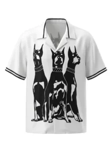 Doberman Guard Trio Short Sleeve Shawl Collar Shirt / Set