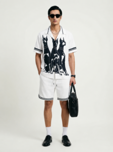 Doberman Guard Trio Short Sleeve Shawl Collar Shirt / Set