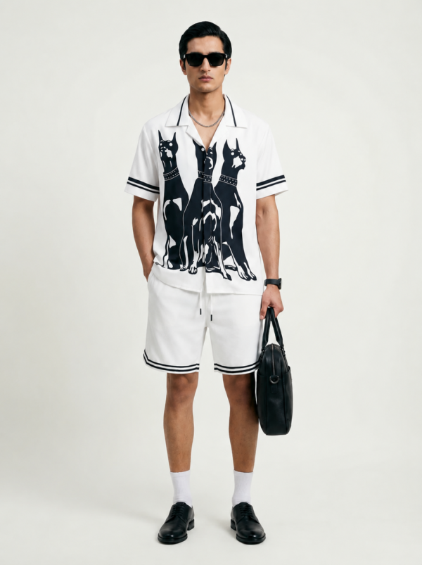 Doberman Guard Trio Short Sleeve Shawl Collar Shirt / Set