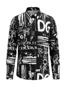 Midnight Graffiti Signature Long Sleeve Pointed Lapel Shirt / Set