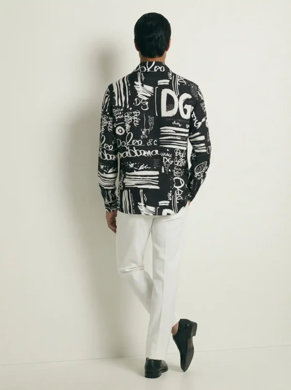 Midnight Graffiti Signature Long Sleeve Pointed Lapel Shirt / Set 鈥?back