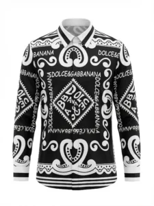 Monochrome Bandana Branding Long Sleeve Pointed Lapel Shirt / Set