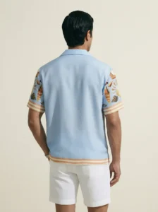 Nautical Seashell Mandala Short Sleeve Shawl Collar Shirt / Set