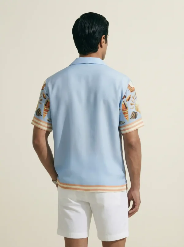 Nautical Seashell Mandala Short Sleeve Shawl Collar Shirt / Set 鈥?back
