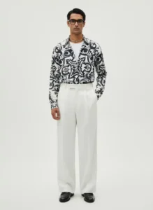 Noir Baroque Ink Long Sleeve Pointed Lapel Shirt / Set