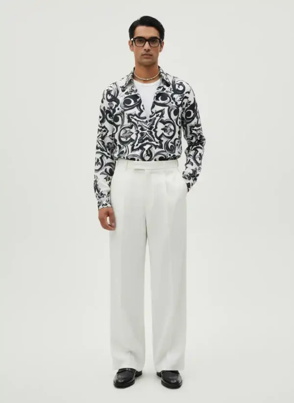 Noir Baroque Ink Long Sleeve Pointed Lapel Shirt / Set