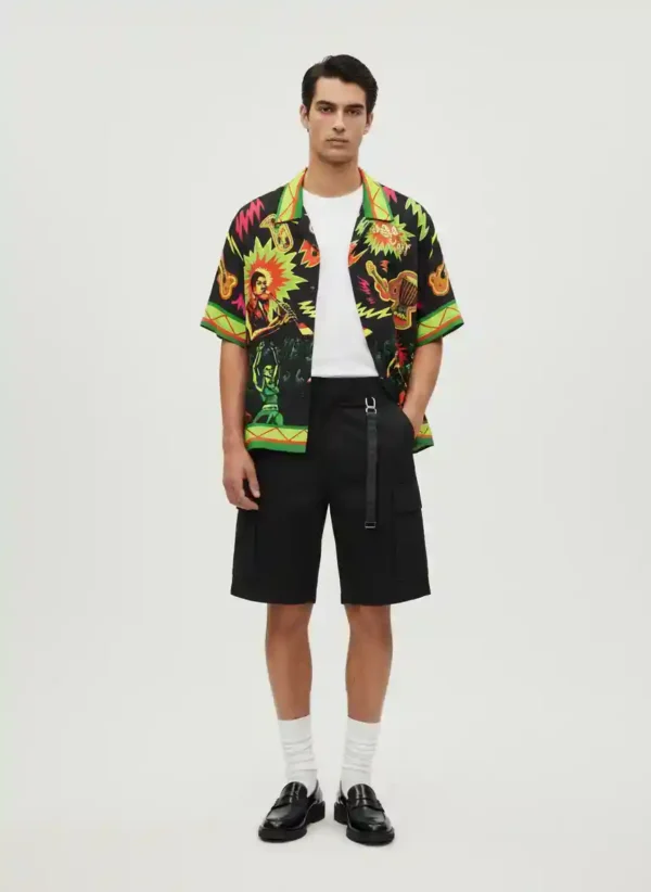 Jazz Night Neon Short Sleeve Shawl Collar Shirt / Set